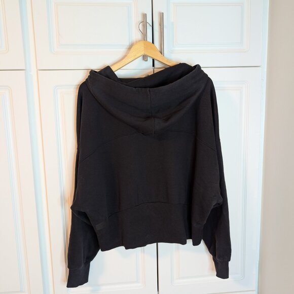 Black Cropped Zip Hoodie Oversized Dolman Sleeve Athleisure XL NWOT JoyLab - Picture 7 of 14